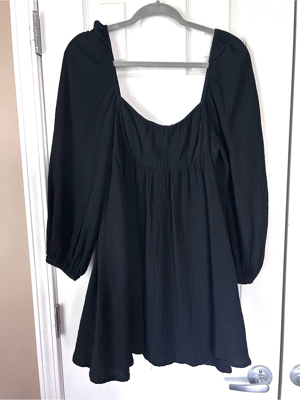 Princess Polly Black Cotton Gauze Mini Dress Size 10